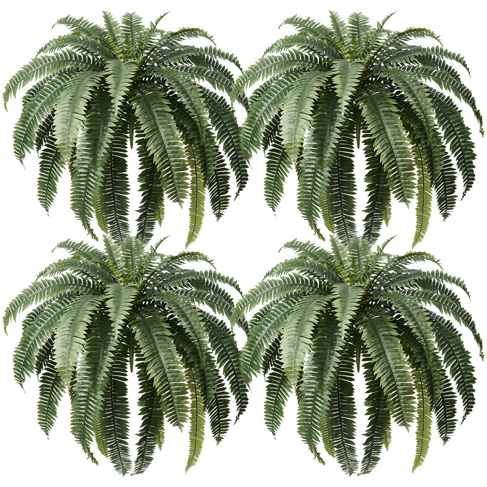VeriNatural 33/39 Fronds UV Resistant Artificial Boston Fern Bush for Indoor & Outdoor(1/2/4-Pack)(VN141)