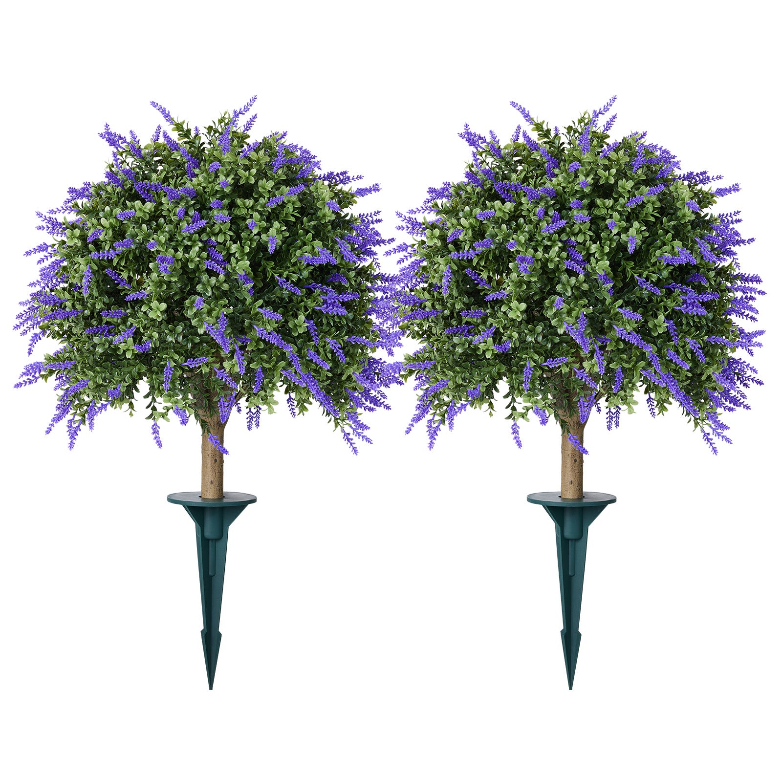 VeriNatural Artificial Lavender Topiary Ball – UV Resistant Outdoor Boxwood Décor with Ground Spike (15” / 19”, Single or Set of 2