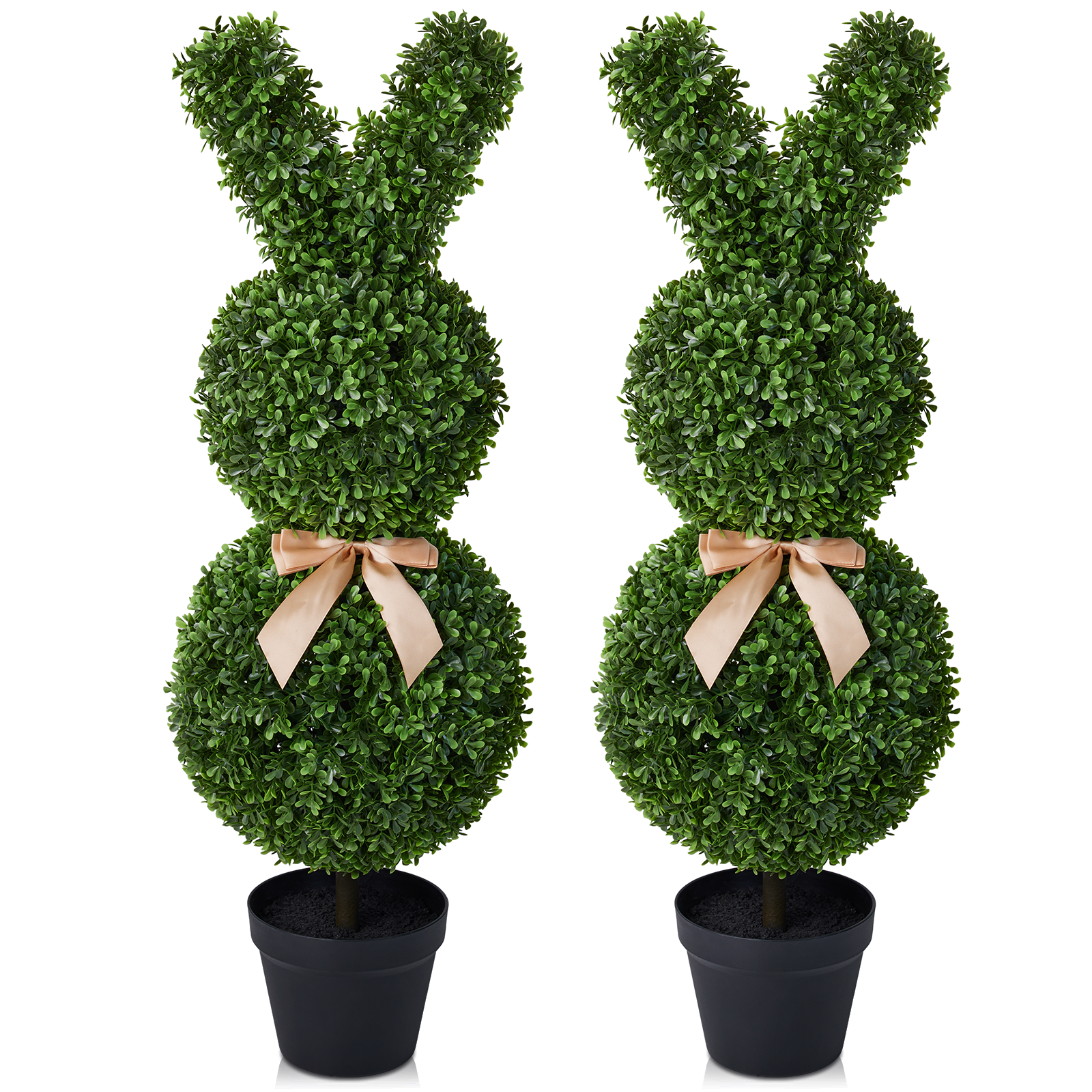 VeriNatural 2-Pack Artificial Boxwood Bunny Topiary – 36" Easter & Spring Decor