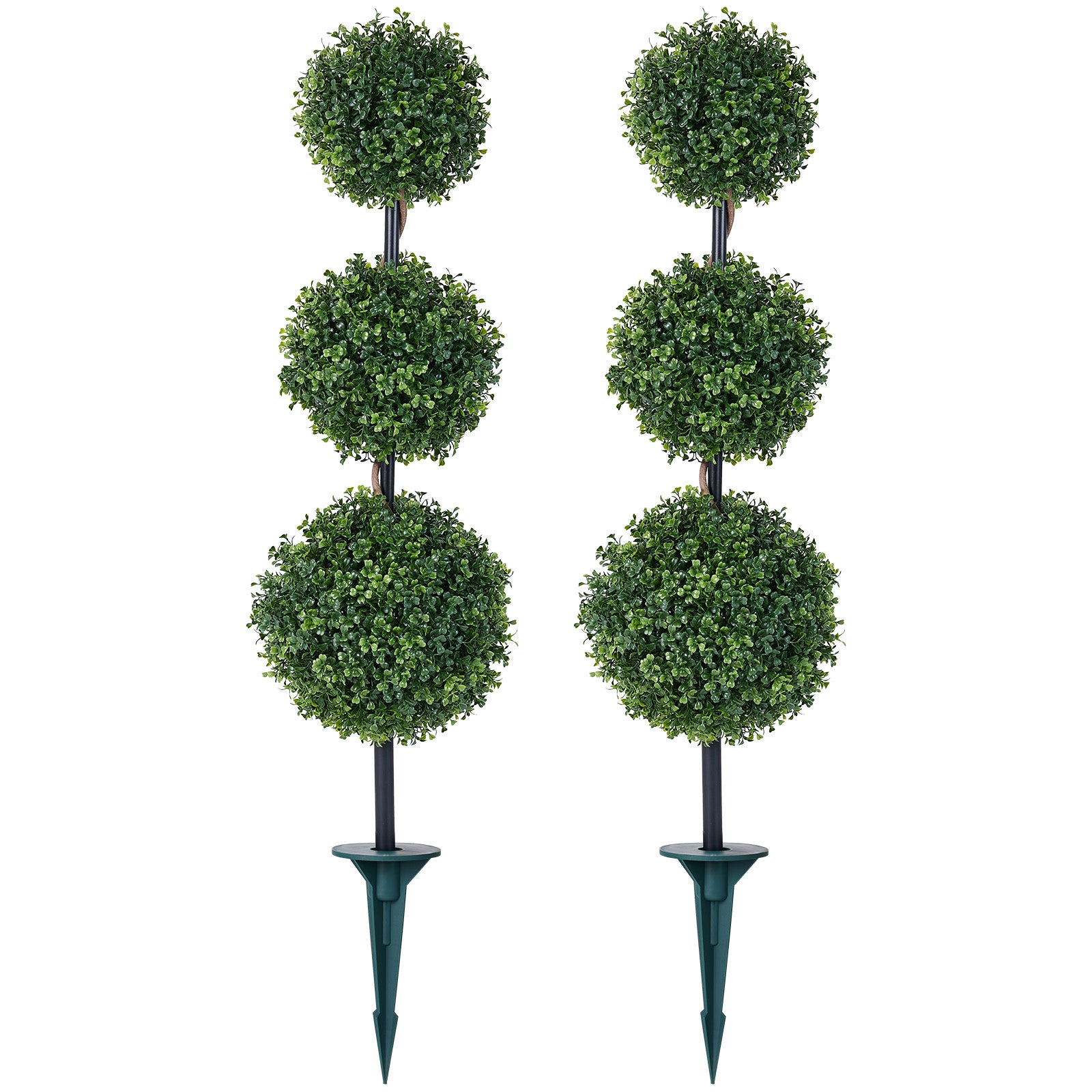 VeriNatural 3ft Artificial Triple Ball Boxwood Topiary Tree β Set of 2, UV Resistant Faux Potted Plants for Home, Garden, Patio, Balcony & Front Porch Decor