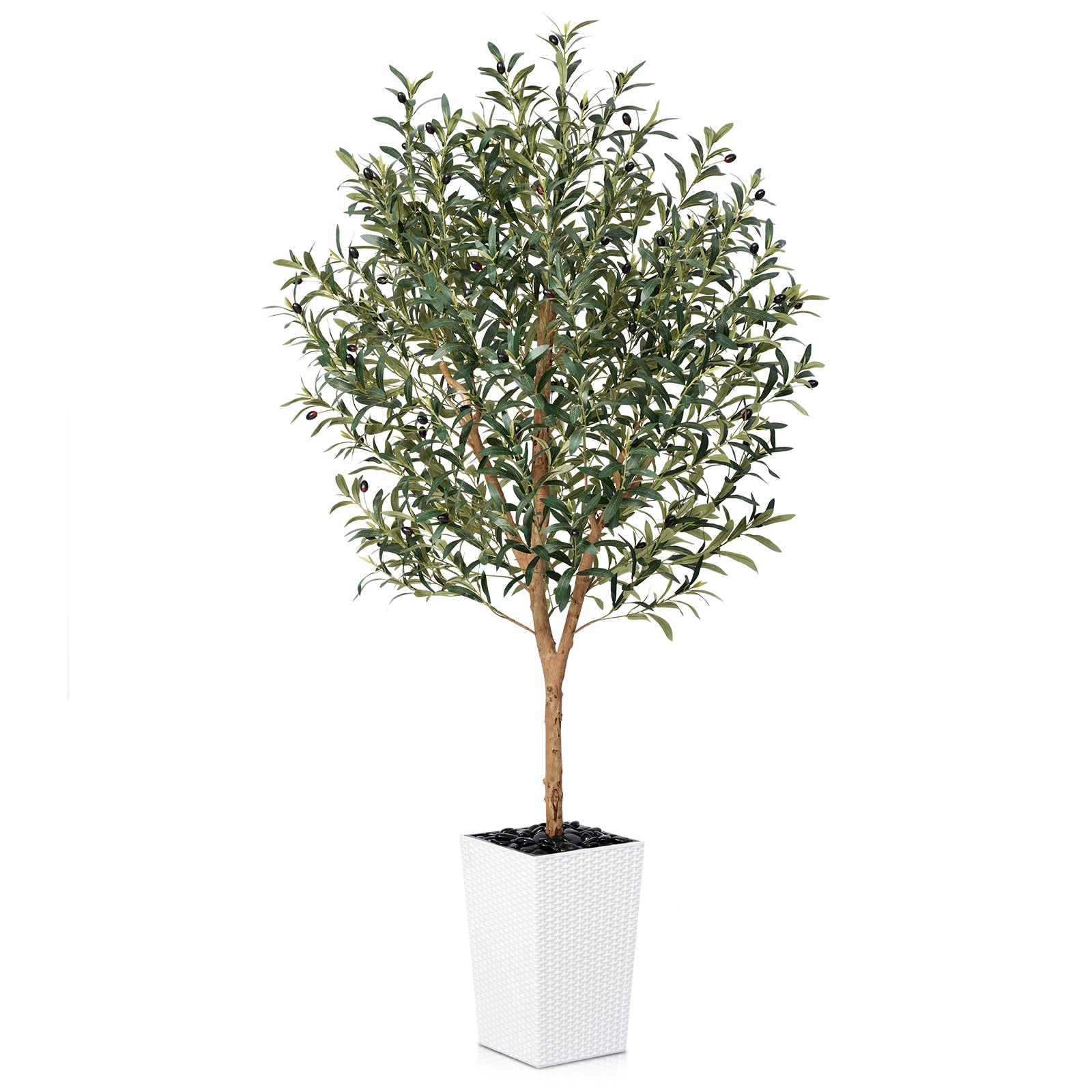 VeriNatural 5/6/7FT Natural Trunk Artificial Olive Tree UV Resistant with Black/White Taper Planter for Indoor & Outdoor(VN133)