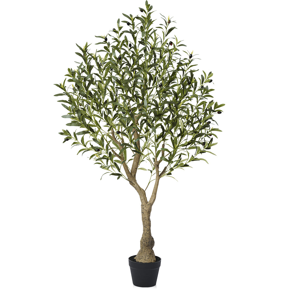 VeriNatural 5/6/7FT UV Resistant and Full-bodied Artificial Olive Tree with Black Planter for Indoor & Outdoor(VN154)