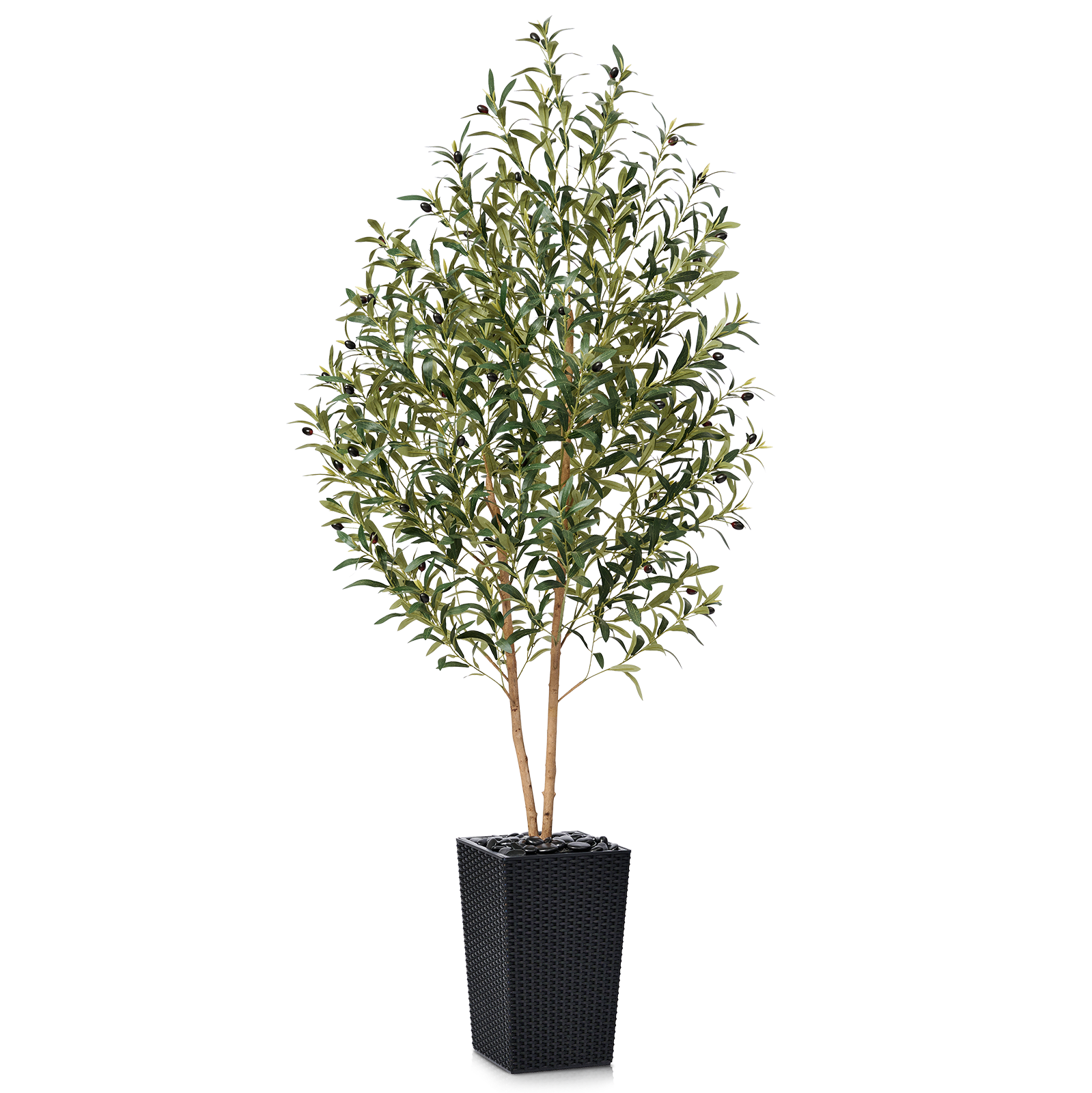 VeriNatural 5/6FT Artificial Olive Tree UV Resistant and Natural Trunk with Black Taper Planter for Indoor & Outdoor (VN131)