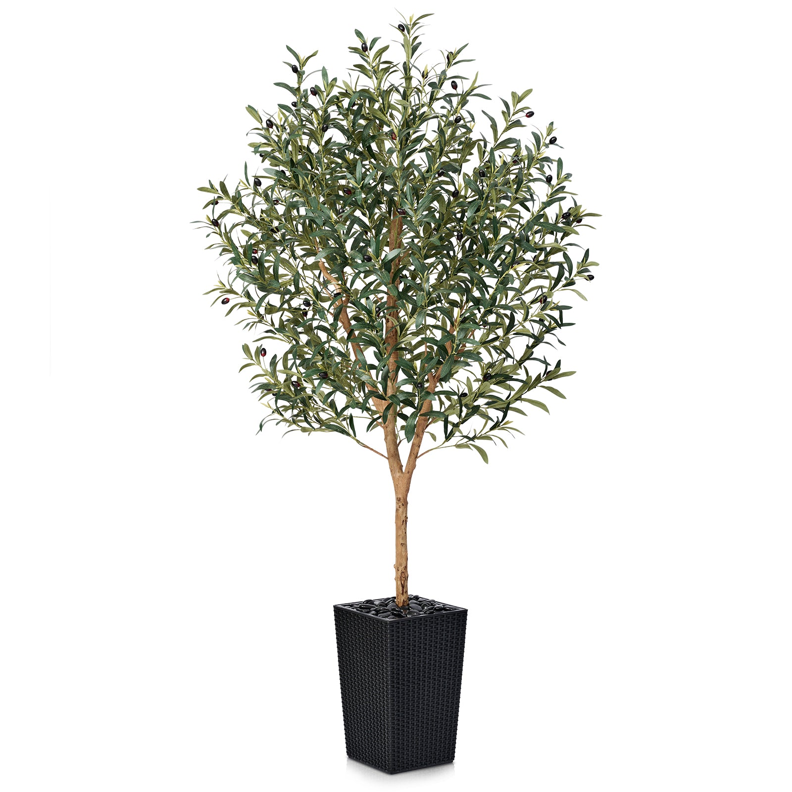 VeriNatural 5/6/7FT Natural Trunk Artificial Olive Tree UV Resistant with Black/White Taper Planter for Indoor & Outdoor(VN133)