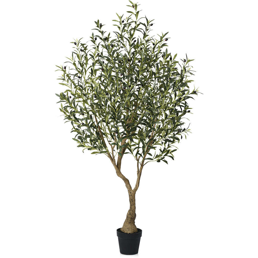 VeriNatural 5/6/7FT UV Resistant and Full-bodied Artificial Olive Tree with Black Planter for Indoor & Outdoor(VN154)