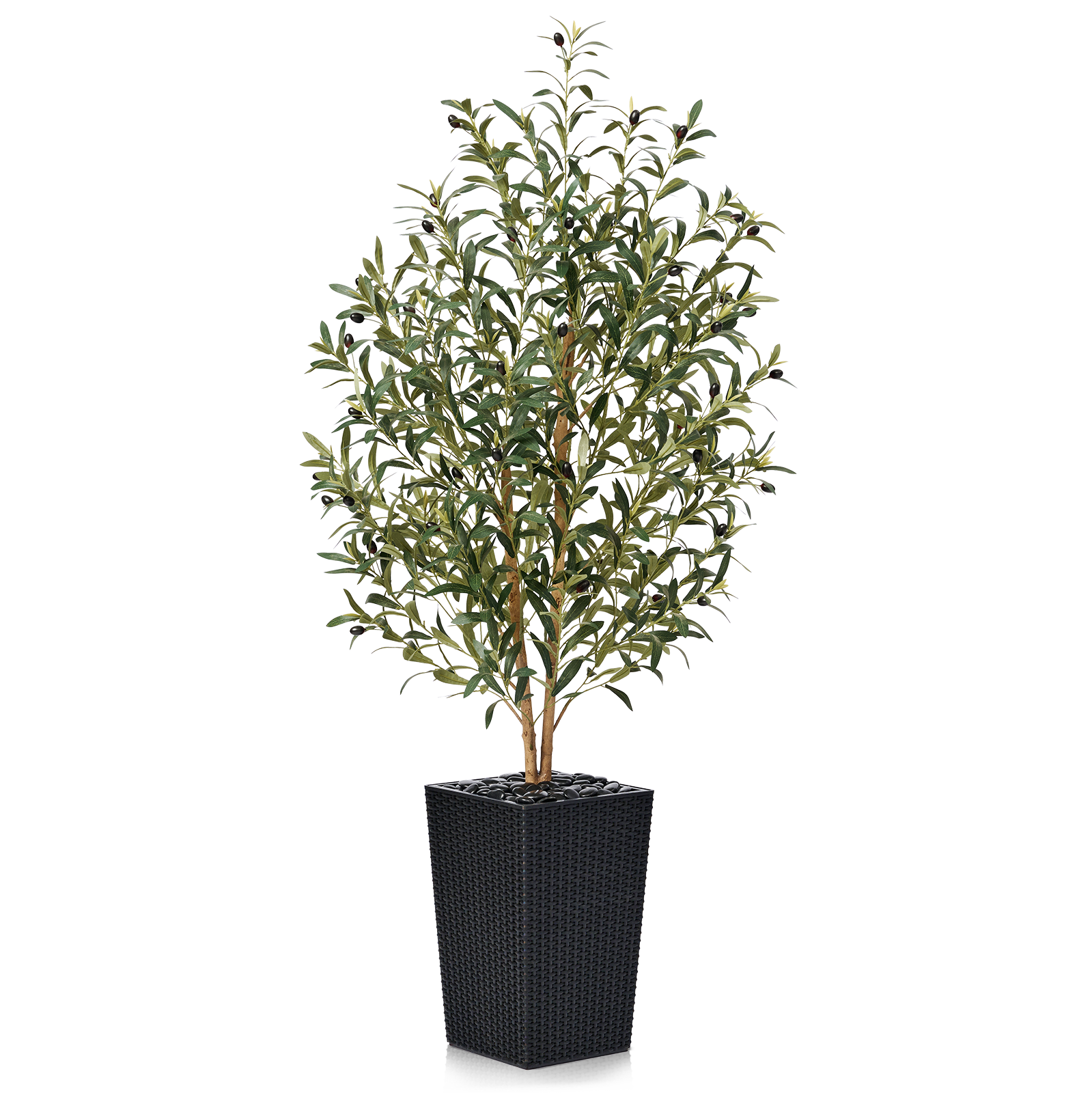 VeriNatural 5/6FT Artificial Olive Tree UV Resistant and Natural Trunk with Black Taper Planter for Indoor & Outdoor (VN131)