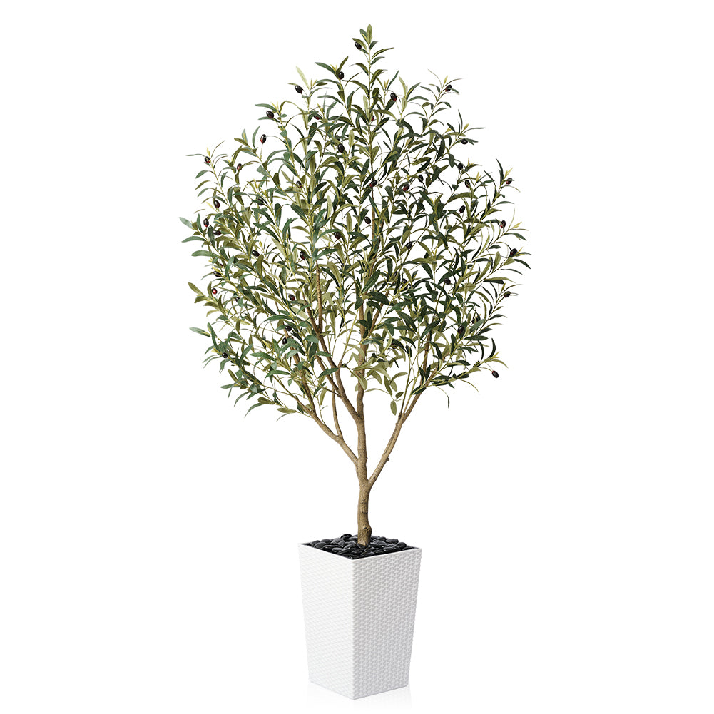 VeriNatural 5/6FT Artificial Olive Tree UV Resistant with Black Taper Planter for Indoor & Outdoor (VN132)