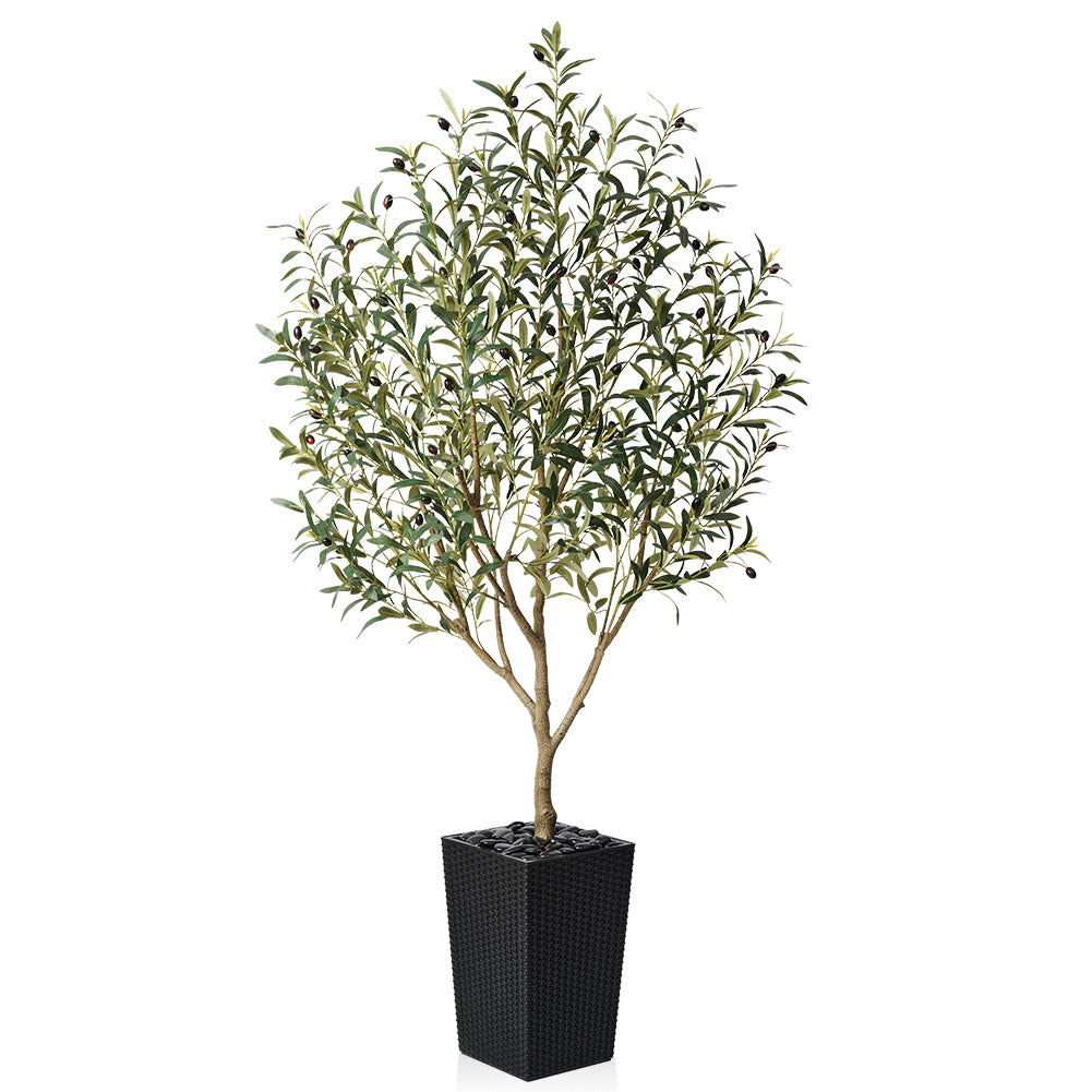 VeriNatural 5/6FT Artificial Olive Tree UV Resistant with Black Taper Planter for Indoor & Outdoor (VN132)