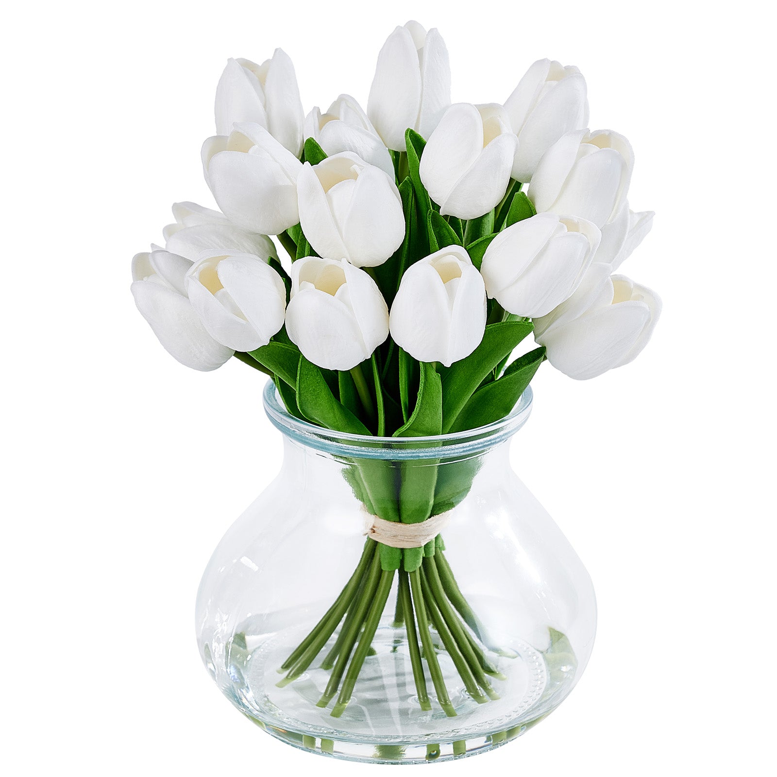 VeriNatural Realistic Silk Tulip/ Calla Lily in Vase – Faux Flowers for Living Room, Table & Party Decoration