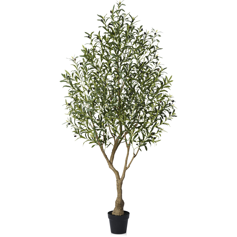 VeriNatural 5/6/7FT UV Resistant and Full-bodied Artificial Olive Tree with Black Planter for Indoor & Outdoor(VN154)
