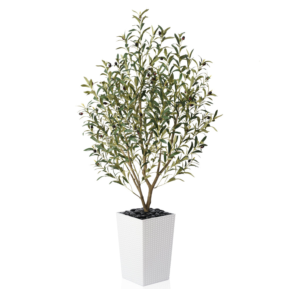 VeriNatural 5/6FT Artificial Olive Tree UV Resistant with Black Taper Planter for Indoor & Outdoor (VN132)