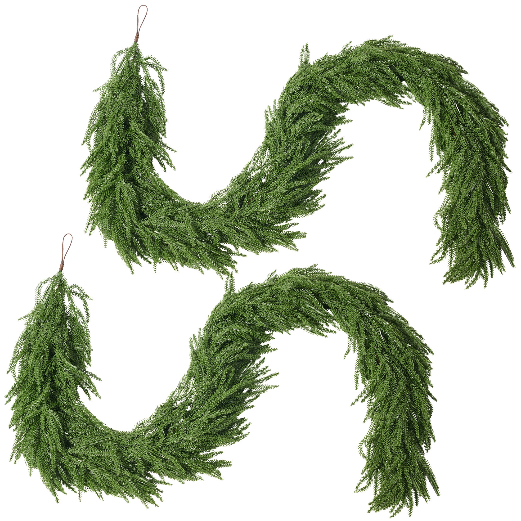 VeriNatural 2-Pack 6FT Artificial Norfolk Pine Foliage Spray – Pre Lighted (50 LEDs) / Unlit Version Available, DIY Christmas Tree Filler & Vase Filler Slim Greenery Stem