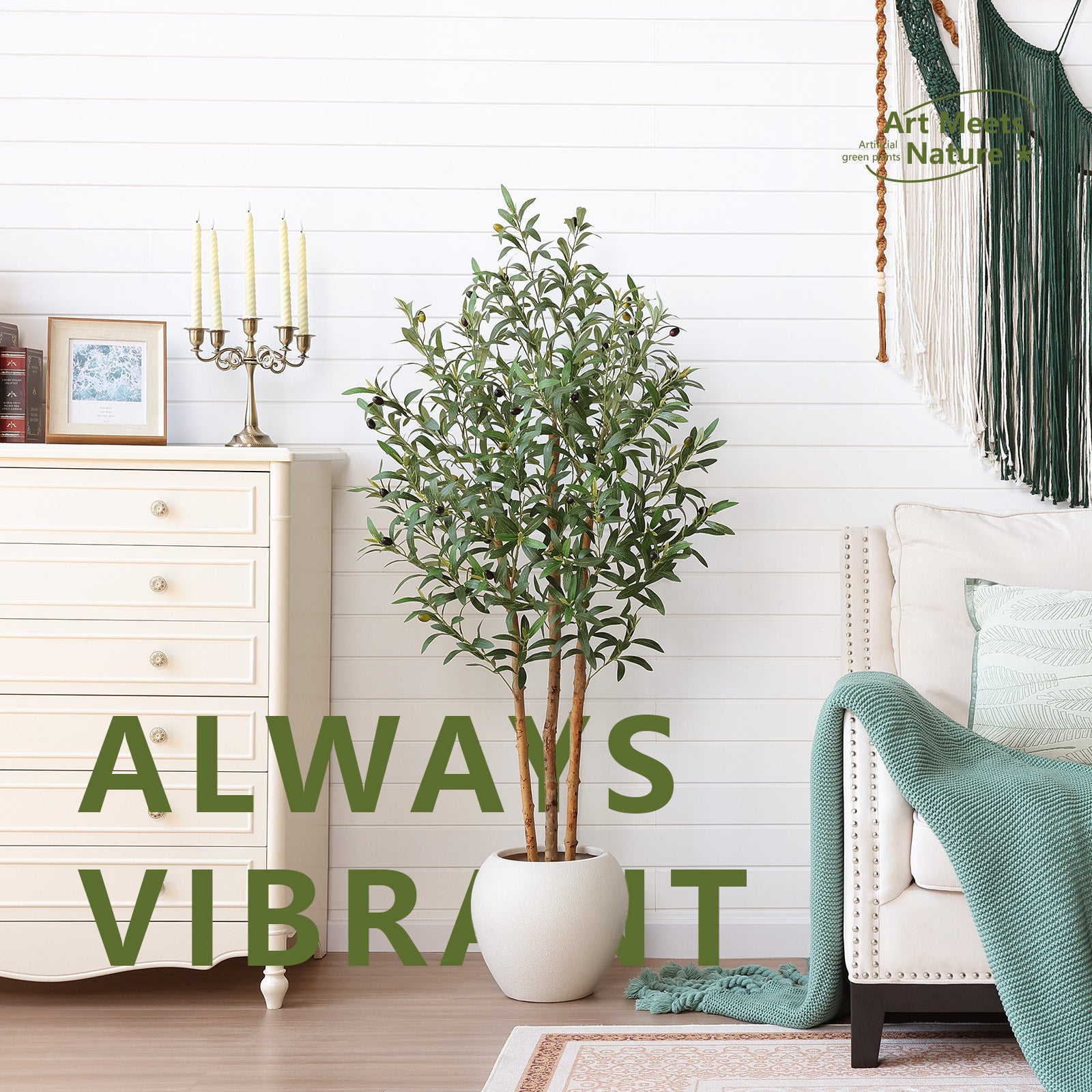 VeriNatural 5/6/7FT Artificial Olive Tree with Natural Trunk โ Realistic Faux Plant for Indoor Decor, Easy Maintenance Fake Tree for Living Room or Office, VN356