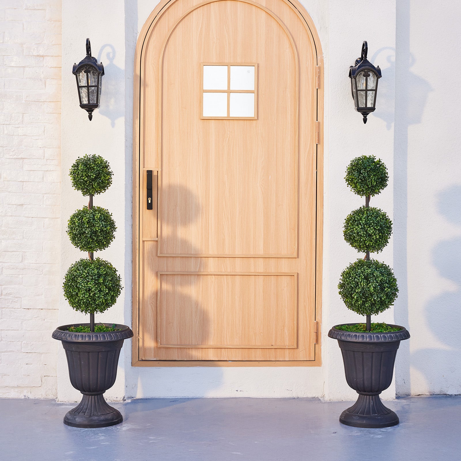 VeriNatural 3ft Artificial Triple Ball Boxwood Topiary Tree – Set of 2, UV Resistant Faux Potted Plants for Home, Garden, Patio, Balcony & Front Porch Decor