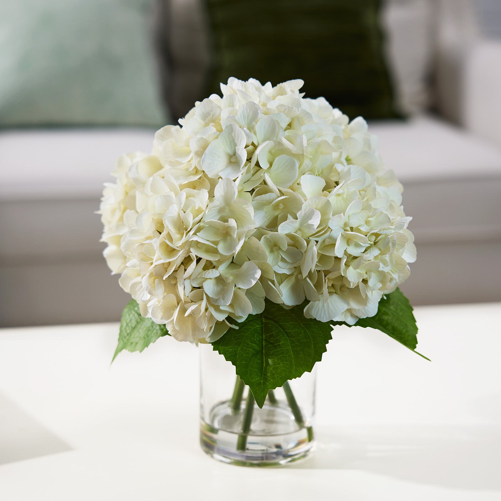 VeriNatural Pink&Red / Purple&Blue/White Faux Hydrangea Arrangement in Glass Vase for Home Decor