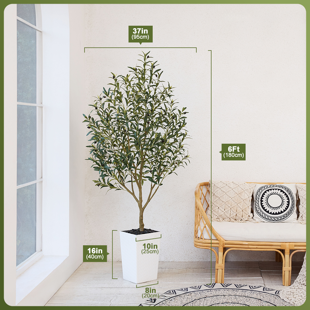 VeriNatural 5/6FT Artificial Olive Tree UV Resistant with Black Taper Planter for Indoor & Outdoor (VN132)