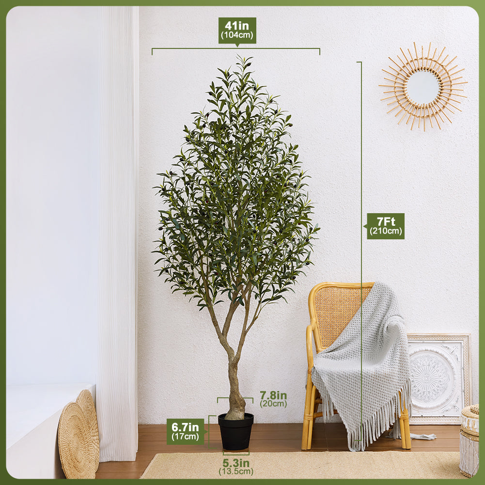 VeriNatural 5/6/7FT UV Resistant and Full-bodied Artificial Olive Tree with Black Planter for Indoor & Outdoor(VN154)