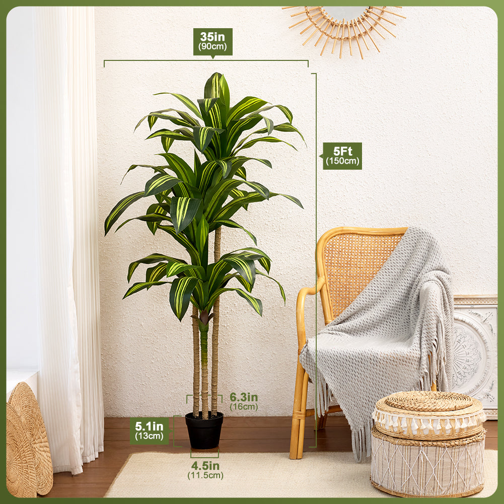 VeriNatural 4/5/6FT Artificial Dracaena Tree UV Resistant for Indoor & Outdoor (VN123)