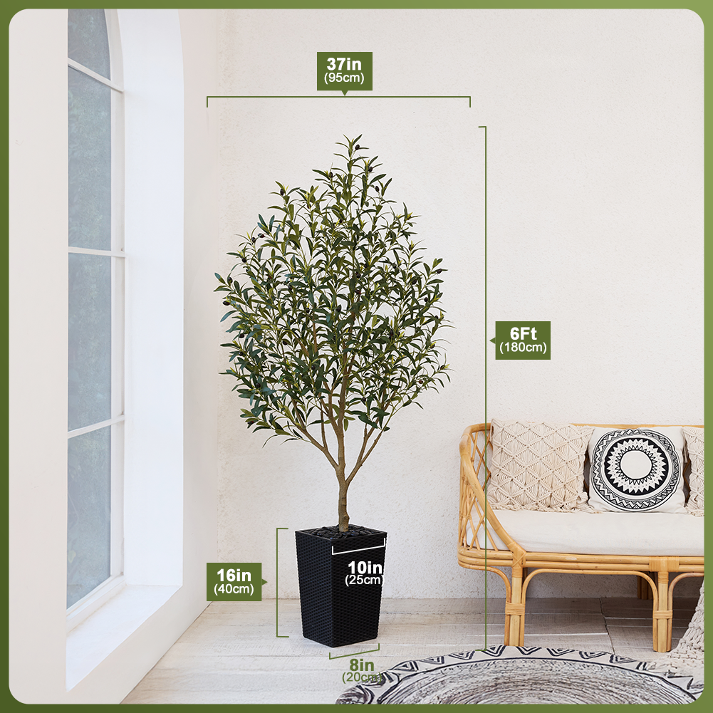VeriNatural 5/6FT Artificial Olive Tree UV Resistant with Black Taper Planter for Indoor & Outdoor (VN132)