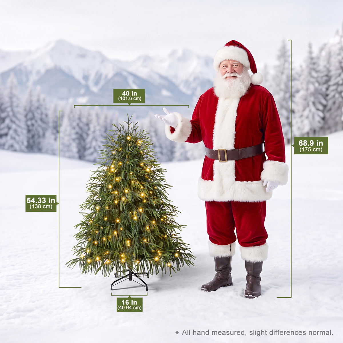 VeriNatural 4.4/6/7.4FT Pre-Lit Artificial Christmas Tree, Realistic Pine Tree with Warm White LED Lights, Lifelike PE Branches, Easy Setup Holiday Tree for Home, Office & Indoor Christmas Decoration