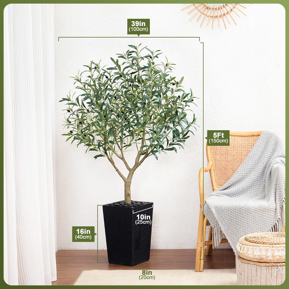 VeriNatural 5/6/7/8FT Artificial Olive Tree UV Resistant with Black Taper Planter for Indoor & Outdoor(VN156)