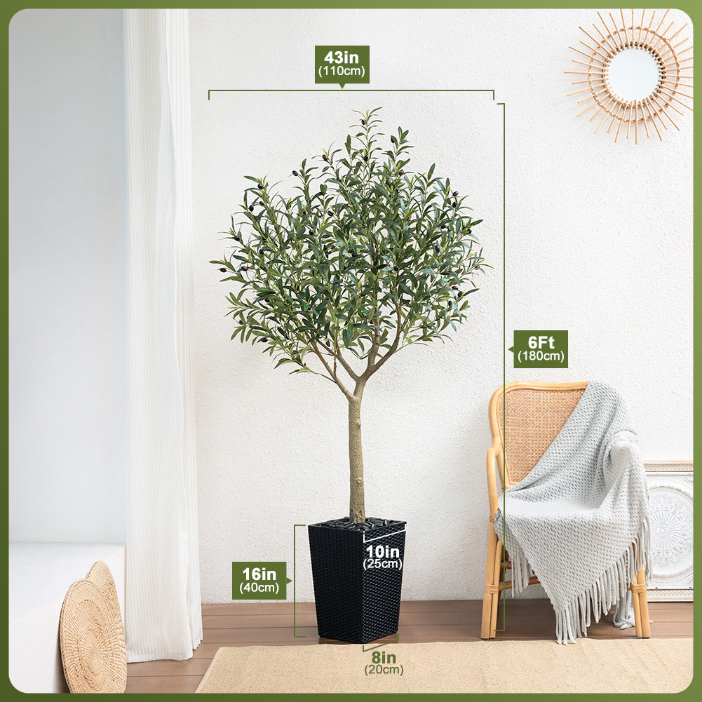 VeriNatural 5/6/7/8FT Artificial Olive Tree UV Resistant with Black Taper Planter for Indoor & Outdoor(VN156)
