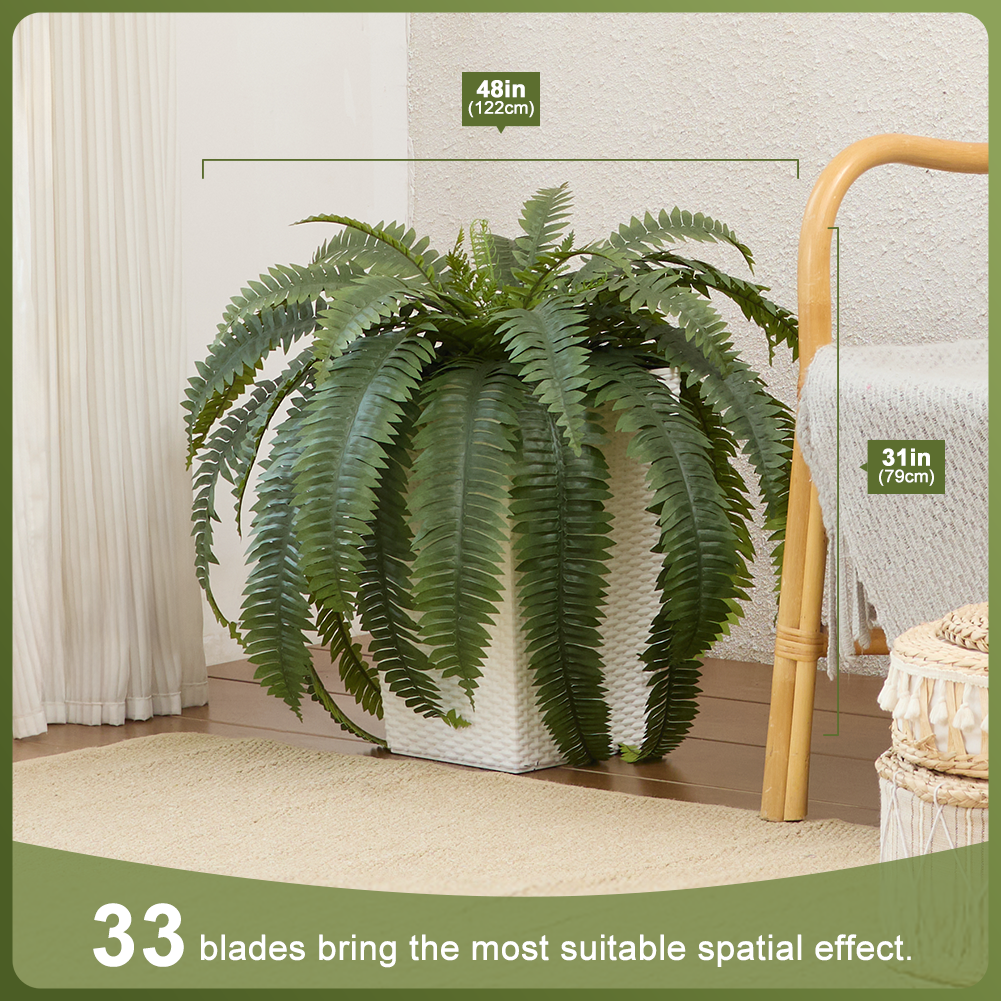 VeriNatural 33/39 Fronds UV Resistant Artificial Boston Fern Bush for Indoor & Outdoor(1/2/4-Pack)(VN141)