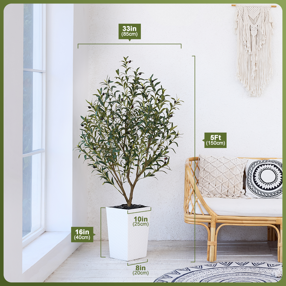 VeriNatural 5/6FT Artificial Olive Tree UV Resistant with Black Taper Planter for Indoor & Outdoor (VN132)