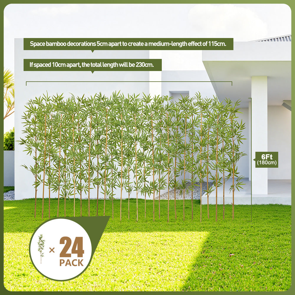 VeriNatural 6FT Artificial Bamboo Tree, 24-Stem Faux Bamboo Plant with Natural Stalks, UV Resistant, Lifelike Indoor & Outdoor Greenery (VN144)