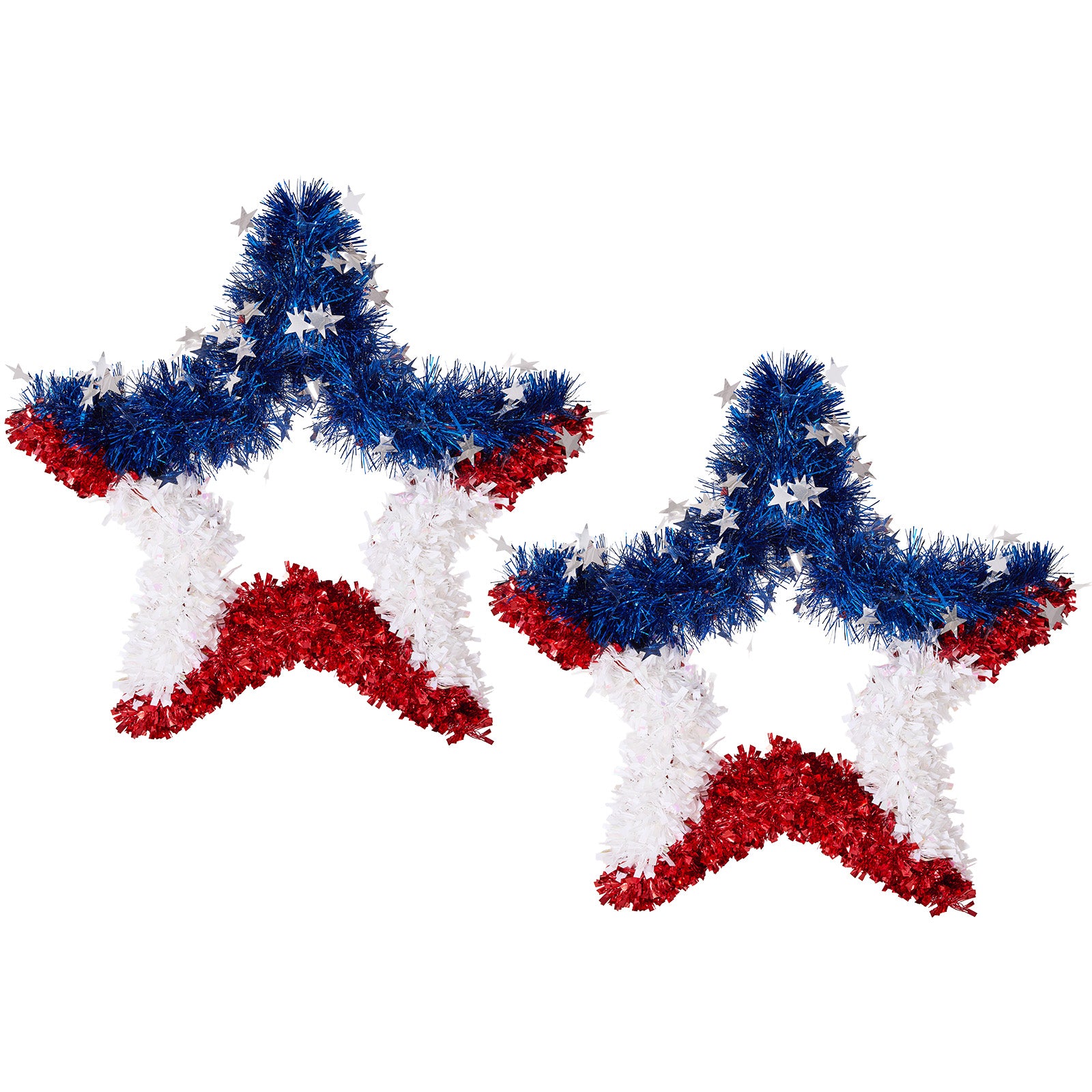 VeriNatural Garland Red White Blue Star Tinsel Decor for Party, Door, Wall & Golf Cart