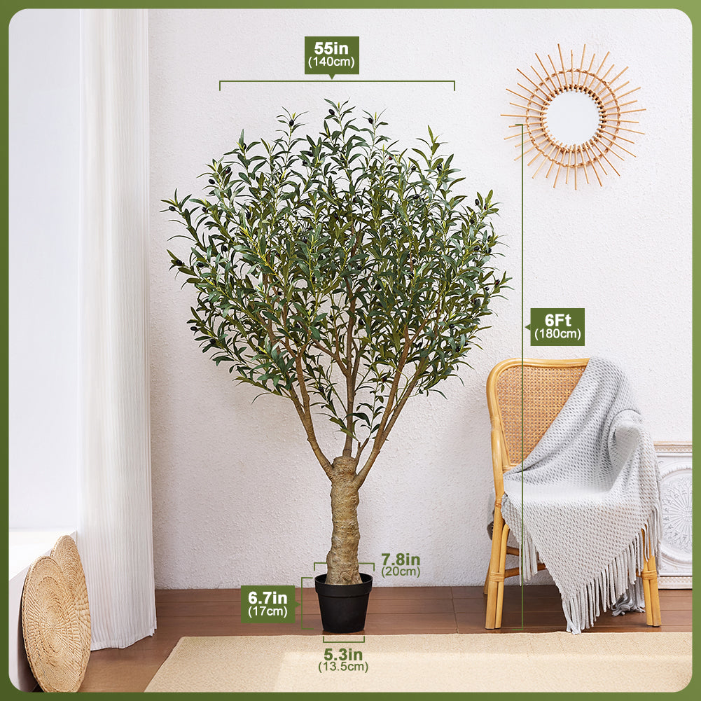 VeriNatural 5/6/7/8FT Artificial Olive Tree UV Resistant with Black Planter for Indoor & Outdoor(VN160)
