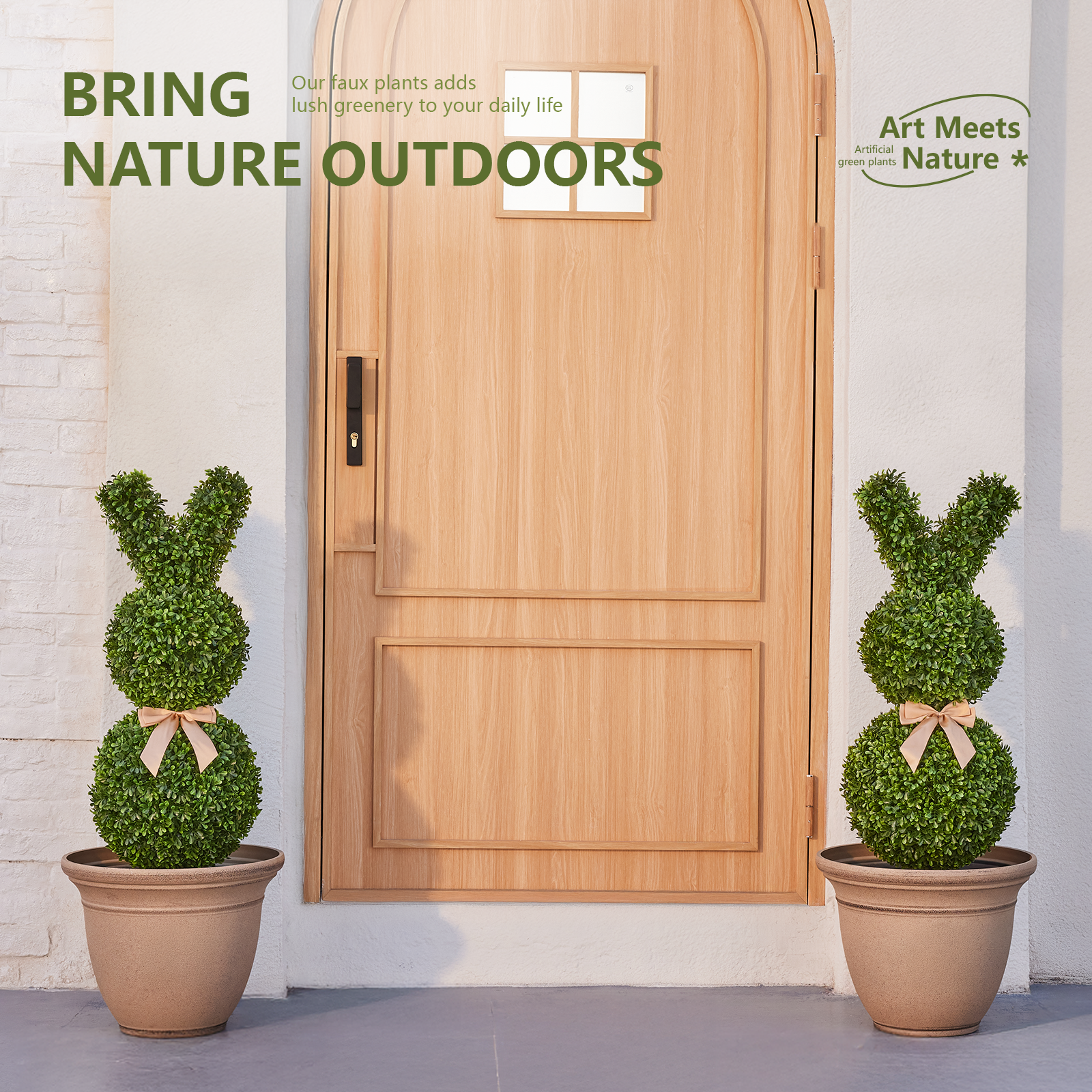 VeriNatural 2-Pack Artificial Boxwood Bunny Topiary – 36" Easter & Spring Decor