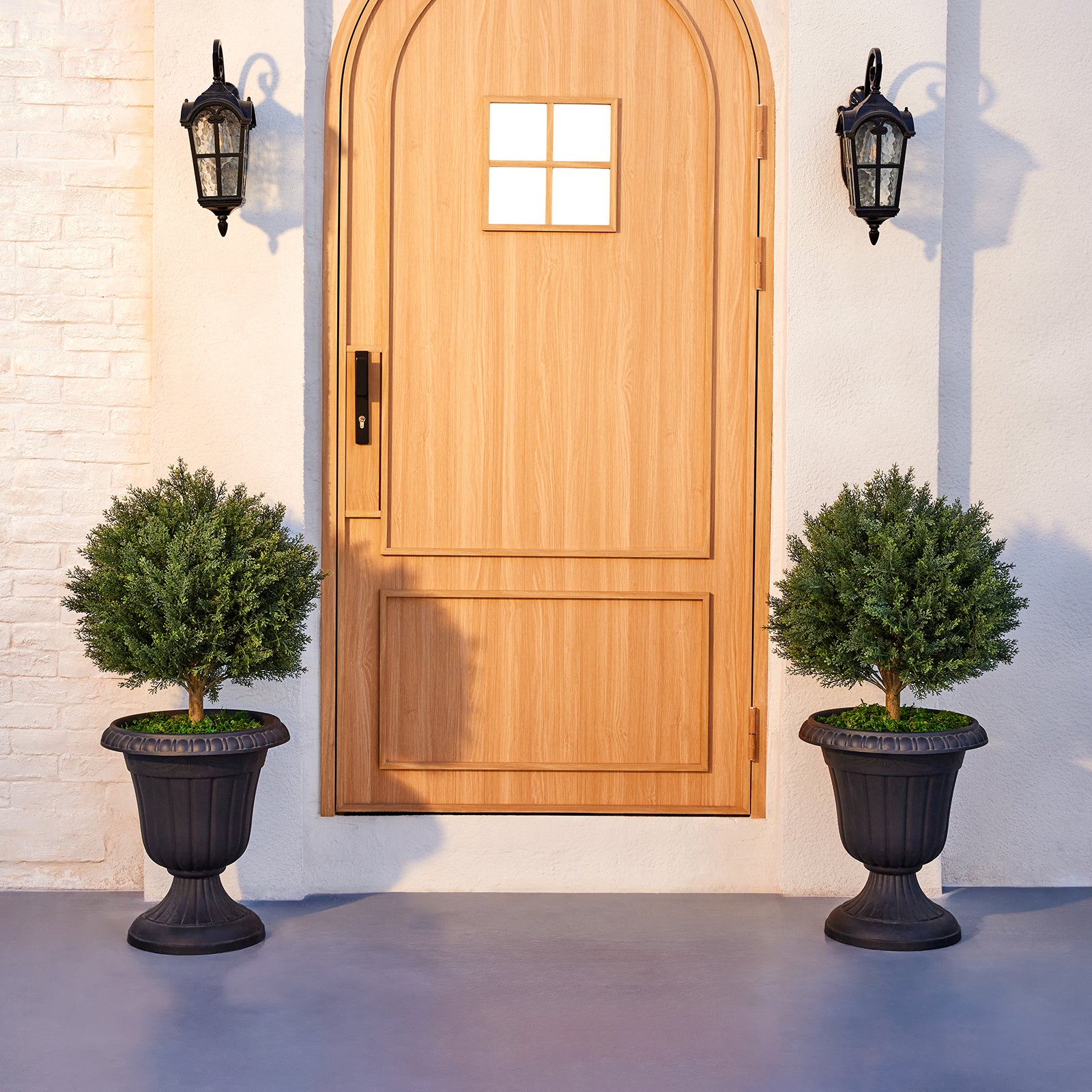 VeriNatural 1-Pack / 2-Pack 20-Inch Artificial Topiary Ball Trees – UV Resistant Faux Cedar & Cypress Evergreen Shrub with 10.6in Twist-On Stake for Outdoor Front Porch, Patio, Garden & Yard Decor