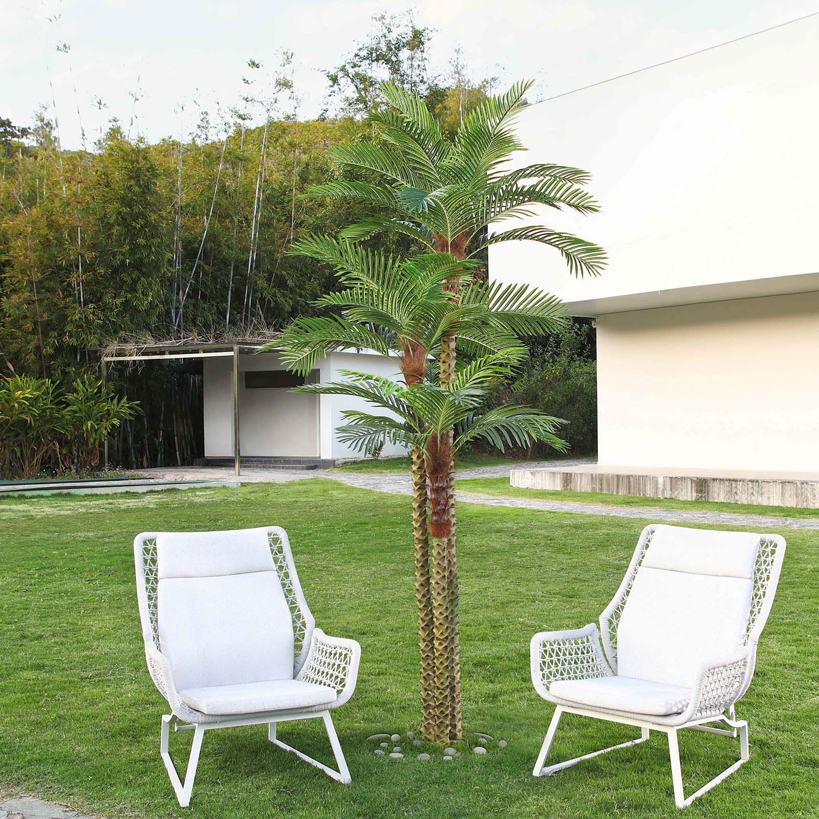 VeriNatural 10FT Outdoor Artificial Palm Tree β Tall UV-Resistant Golden Cane for Patio, Poolside & Indoor Decor | Large Faux Tropical Tree