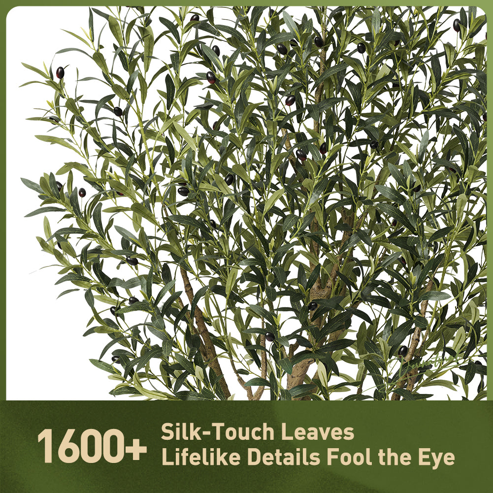 VeriNatural 5/6/7FT UV Resistant and Full-bodied Artificial Olive Tree with Black Planter for Indoor & Outdoor(VN154)