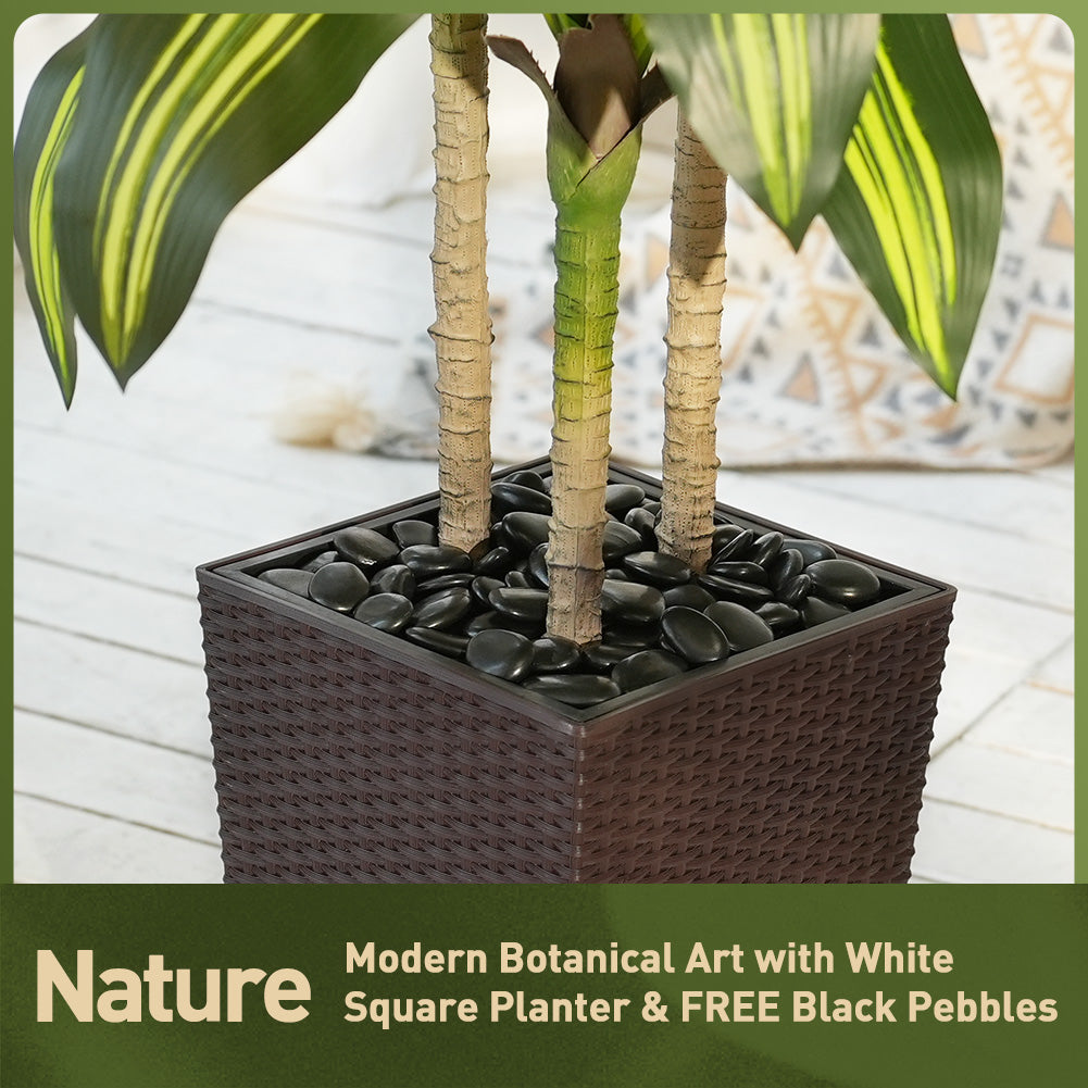 VeriNatural 5/6FT Artificial Dracaena Tree UV Resistant with Black Taper Planter for Indoor & Outdoor(VN127)