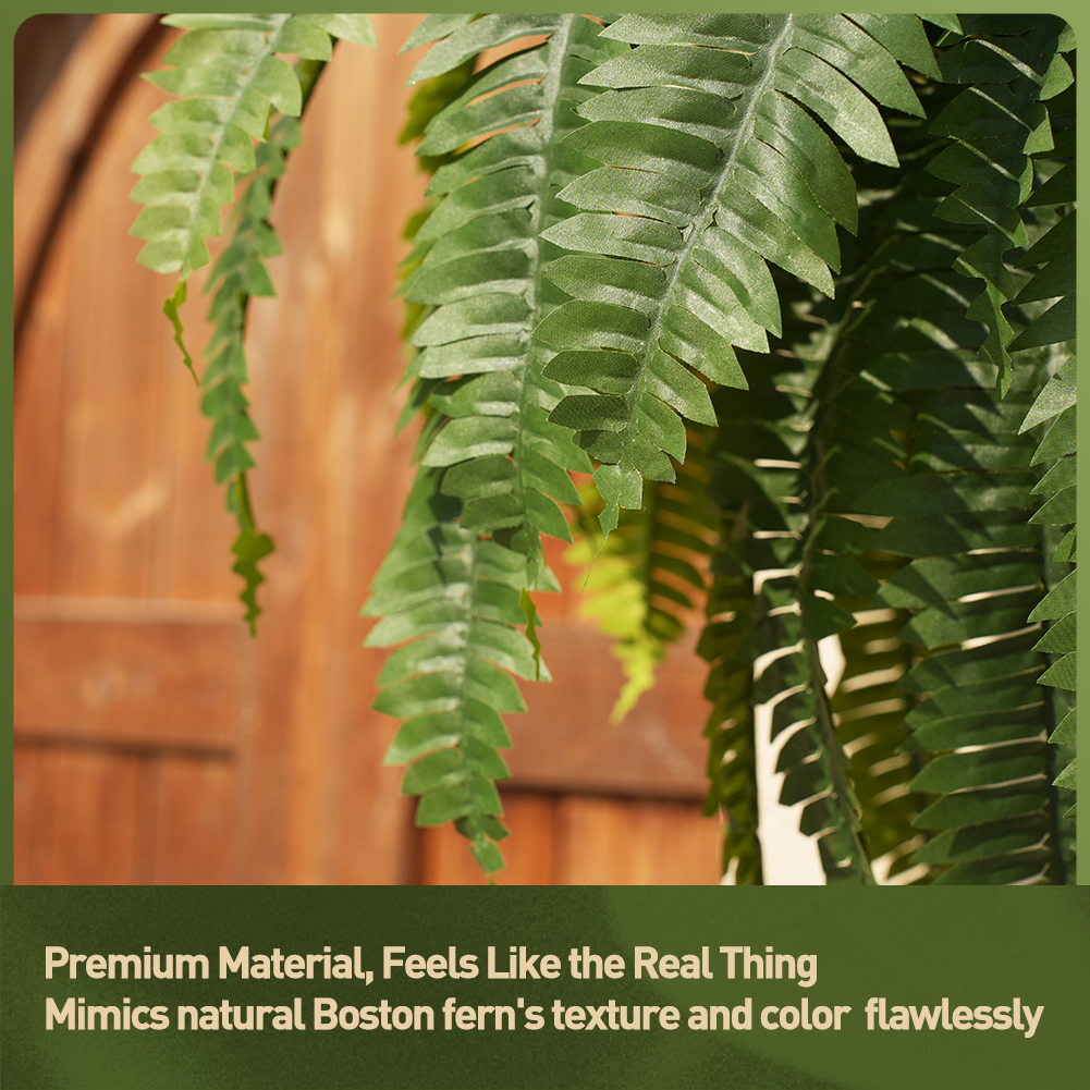 VeriNatural 33/39 Fronds UV Resistant Artificial Boston Fern Bush for Indoor & Outdoor(1/2/4-Pack)(VN141)