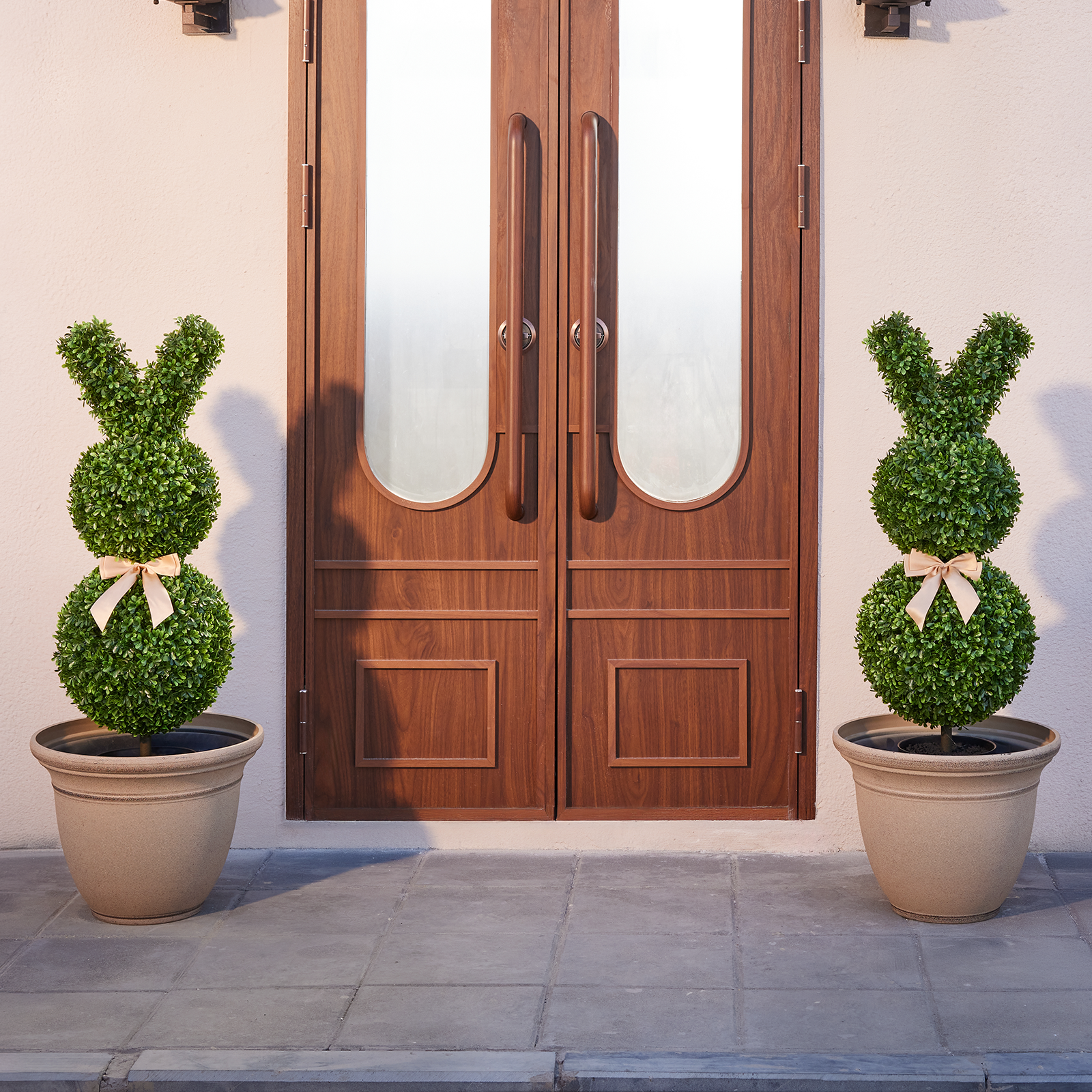 VeriNatural 2-Pack Artificial Boxwood Bunny Topiary – 36" Easter & Spring Decor