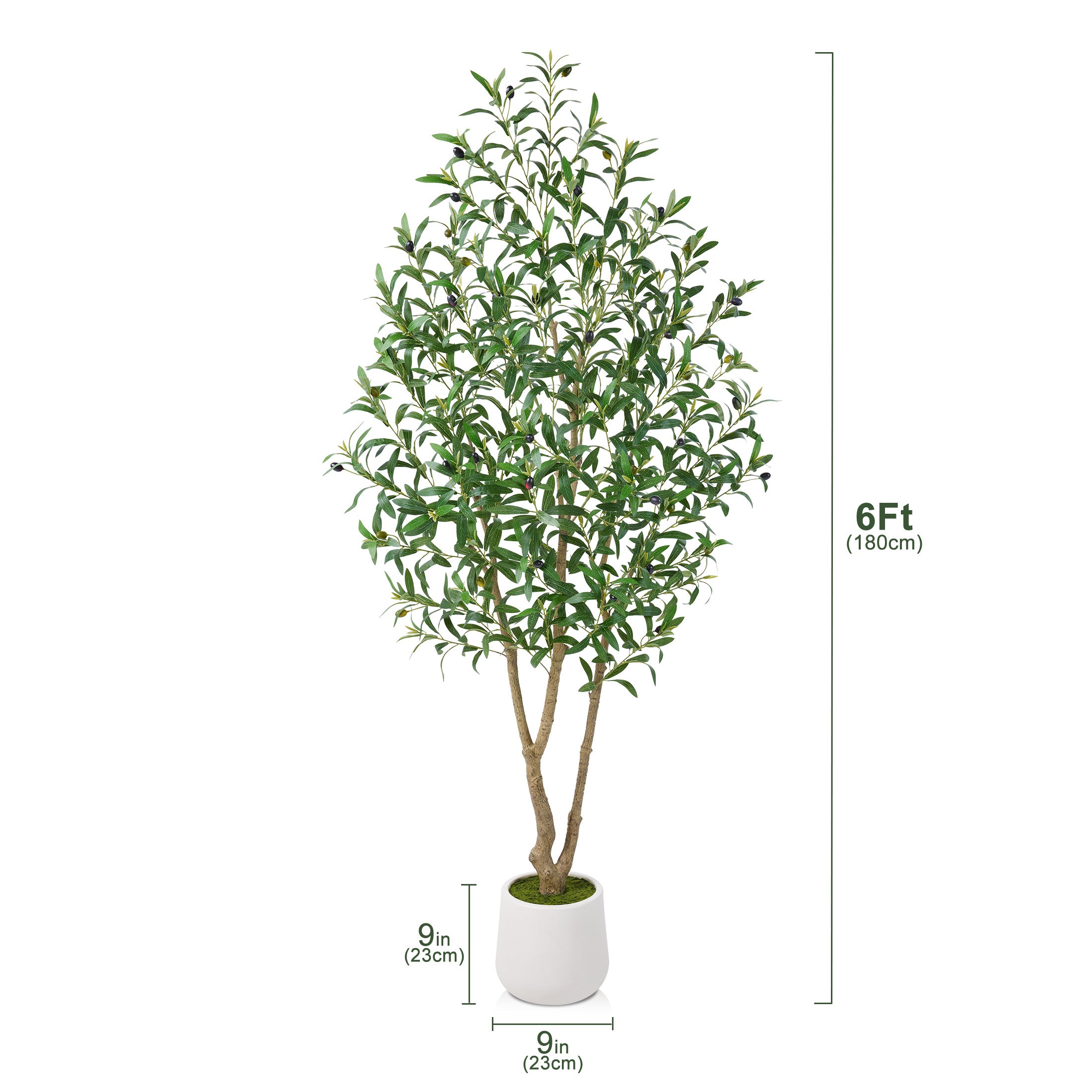 VeriNatural 5/6/7FT Artificial Olive Tree – Realistic Faux Indoor Plant with White Planter, Tall Fake Tree for Home, Office & Living Room Decor(VN256)