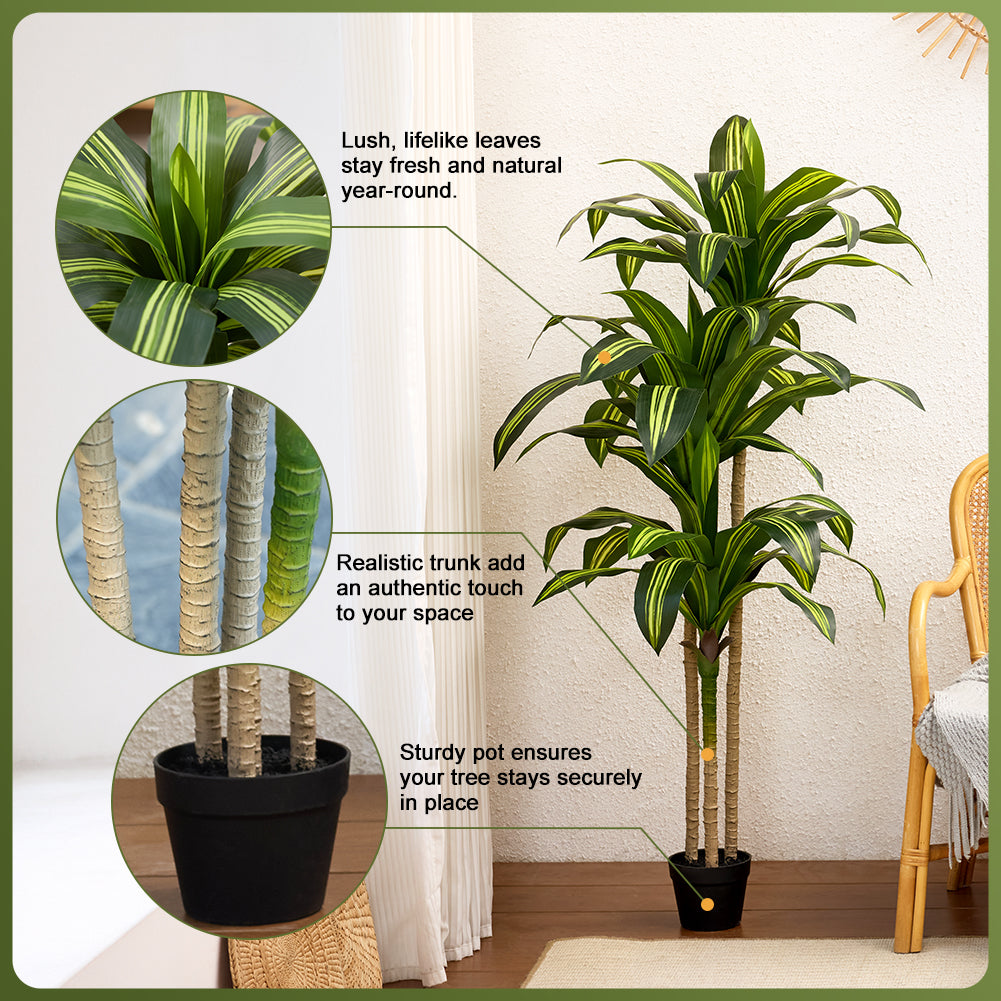 VeriNatural 4/5/6FT Artificial Dracaena Tree UV Resistant for Indoor & Outdoor (VN123)