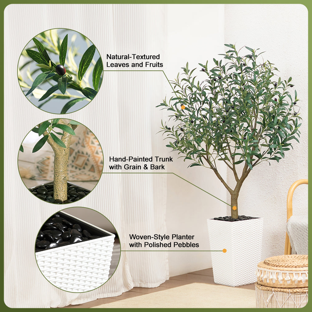 VeriNatural 5/6/7/8FT Artificial Olive Tree UV Resistant with Black Taper Planter for Indoor & Outdoor(VN156)