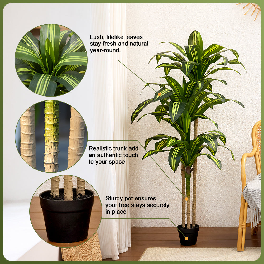 VeriNatural 4/5/6FT Artificial Dracaena Tree UV Resistant for Indoor & Outdoor (VN123)
