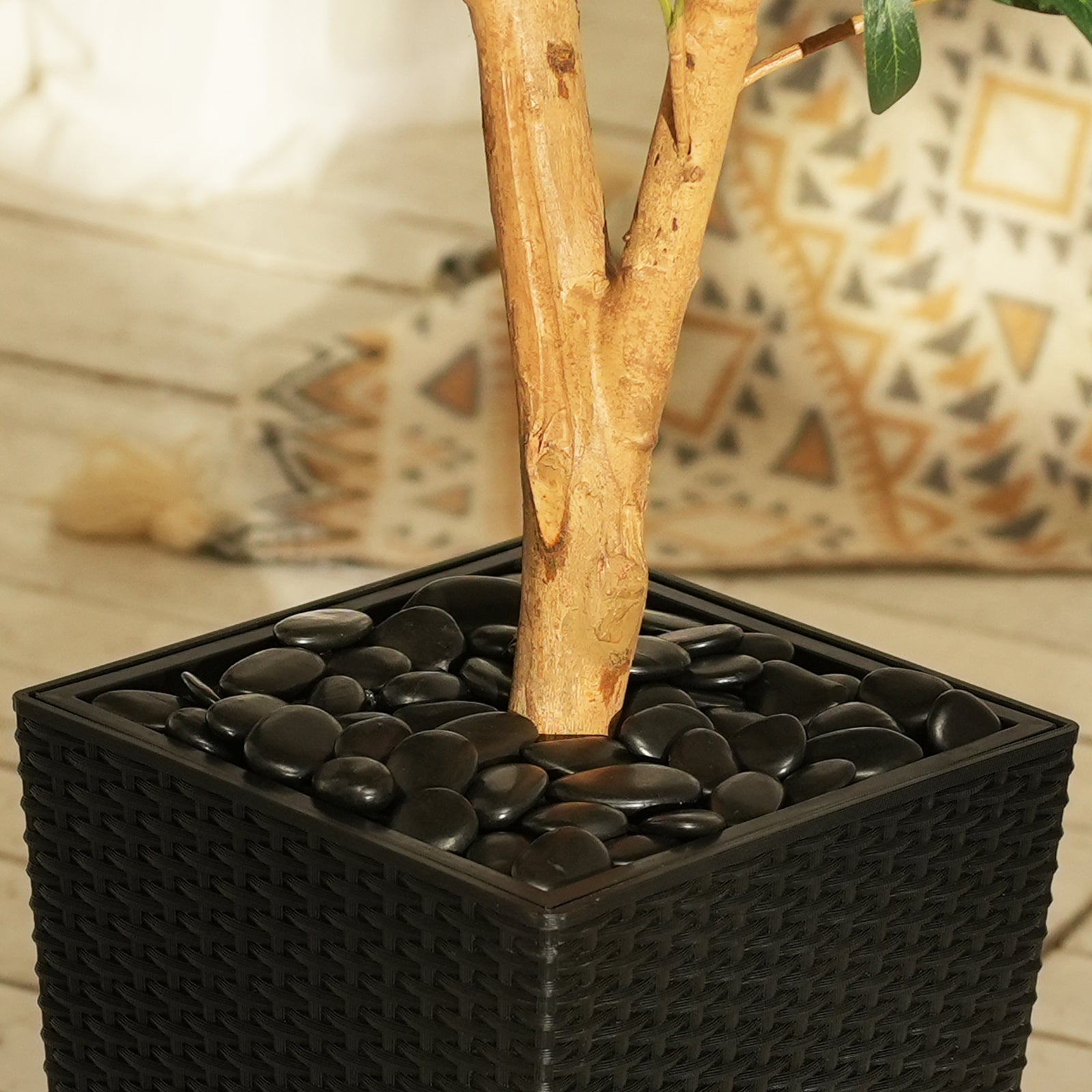 VeriNatural 5/6/7FT Natural Trunk Artificial Olive Tree UV Resistant with Black/White Taper Planter for Indoor & Outdoor(VN133)