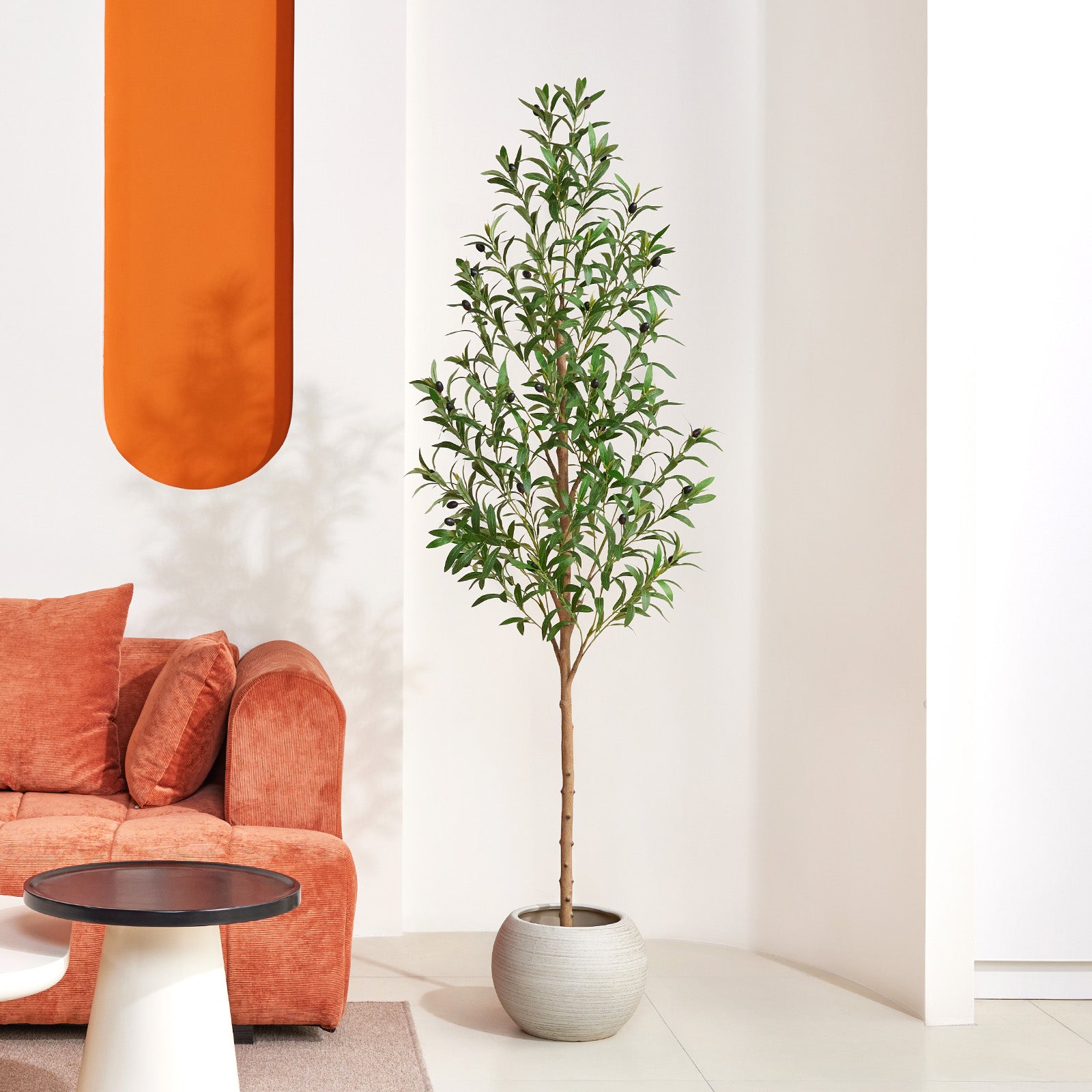 VeriNatural 6FT Artificial Olive Tree – Realistic Wood-Look Trunk, Tall Faux Olive Tree in Pot for Indoor Home, Living Room & Office Decor (VN245)
