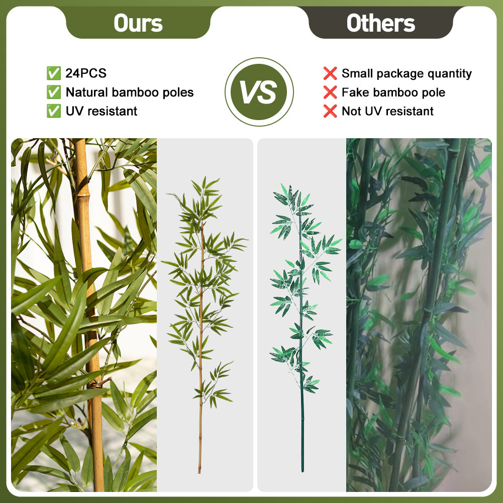 VeriNatural 6FT Artificial Bamboo Tree, 24-Stem Faux Bamboo Plant with Natural Stalks, UV Resistant, Lifelike Indoor & Outdoor Greenery (VN144)
