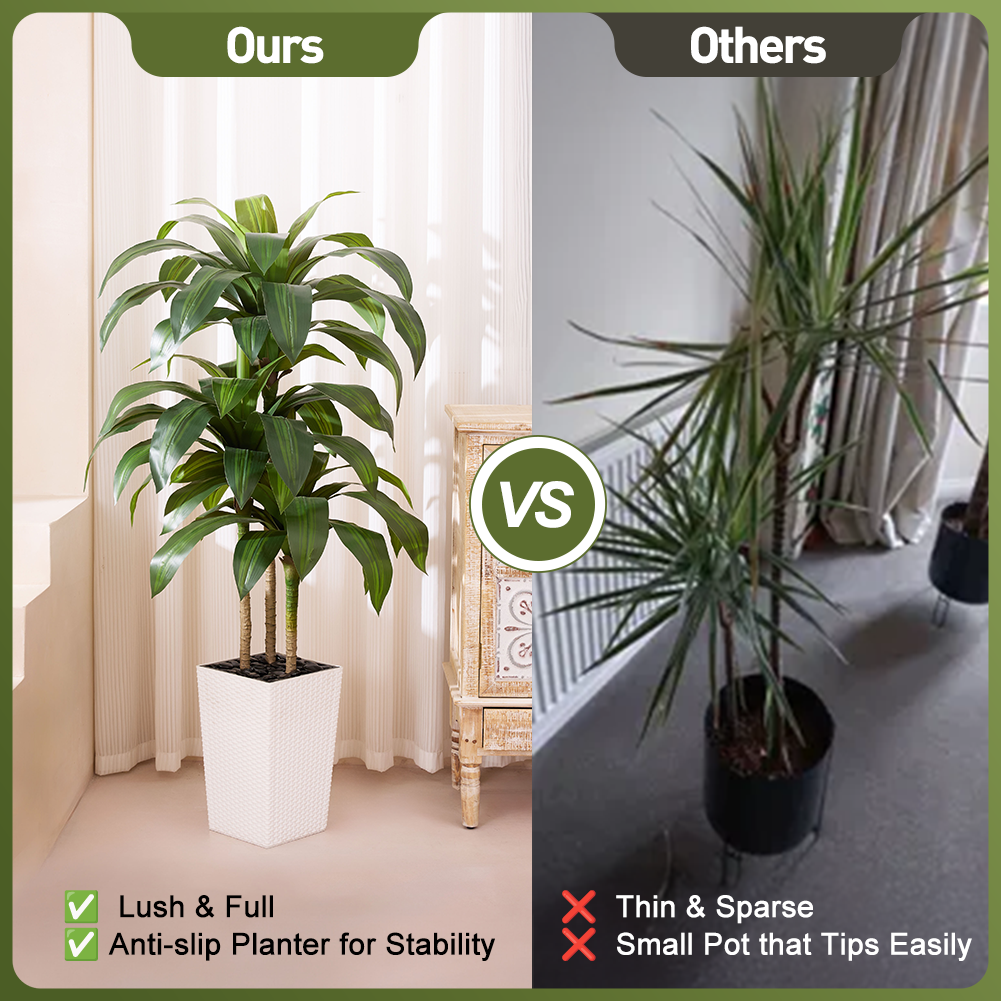 VeriNatural 5/6FT Artificial Dracaena Tree UV Resistant with Black Taper Planter for Indoor & Outdoor (VN127)
