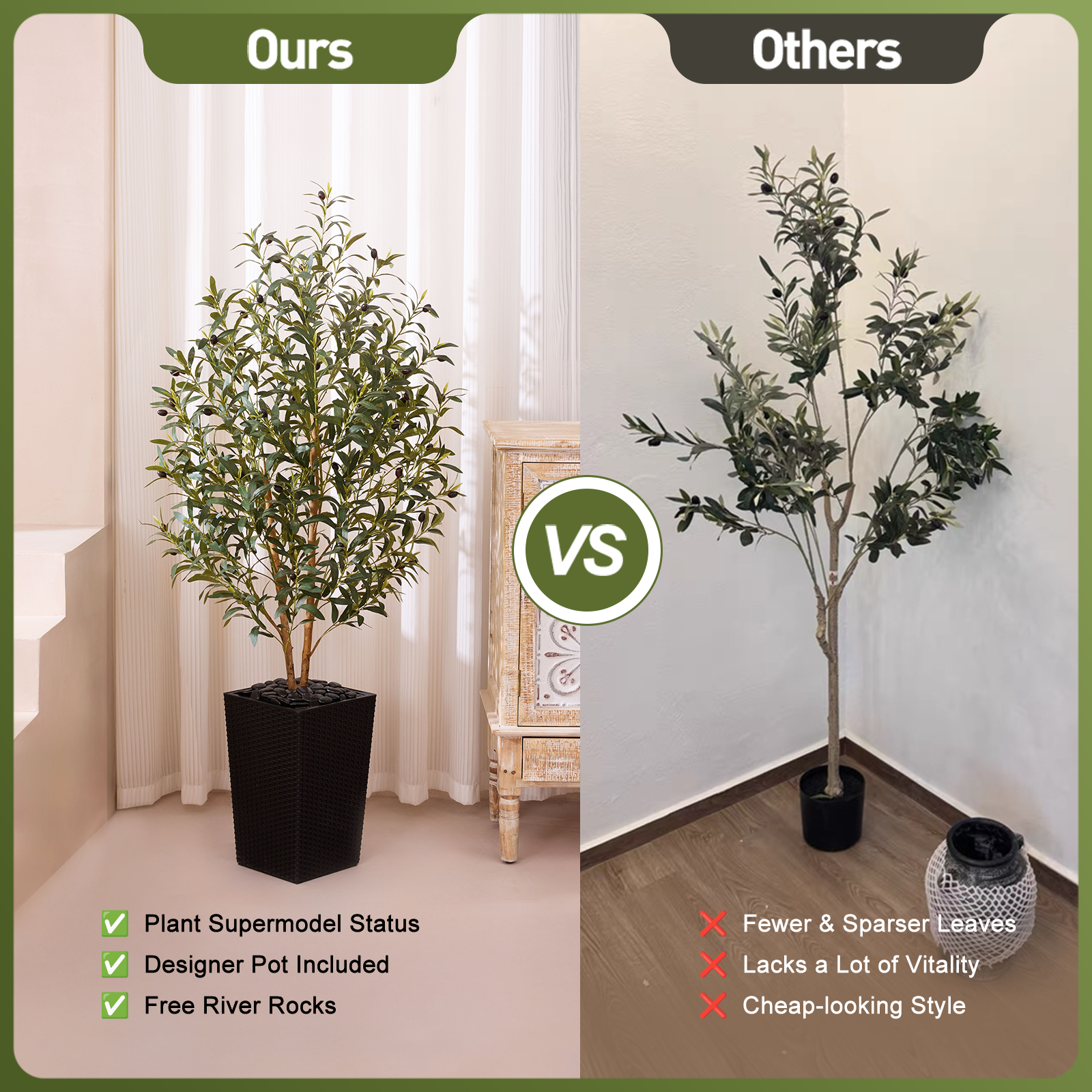 VeriNatural 5/6FT Artificial Olive Tree UV Resistant and Natural Trunk with Black Taper Planter for Indoor & Outdoor (VN131)