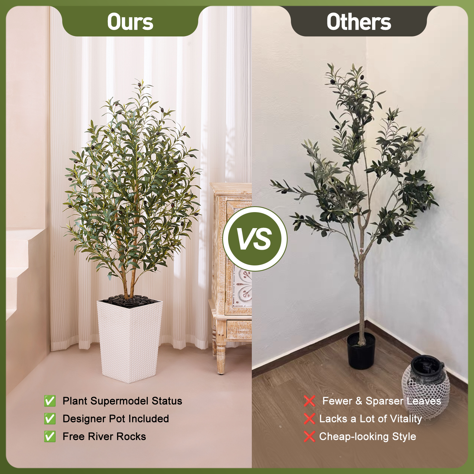 VeriNatural 5/6FT Artificial Olive Tree UV Resistant and Natural Trunk with Black Taper Planter for Indoor & Outdoor (VN131)
