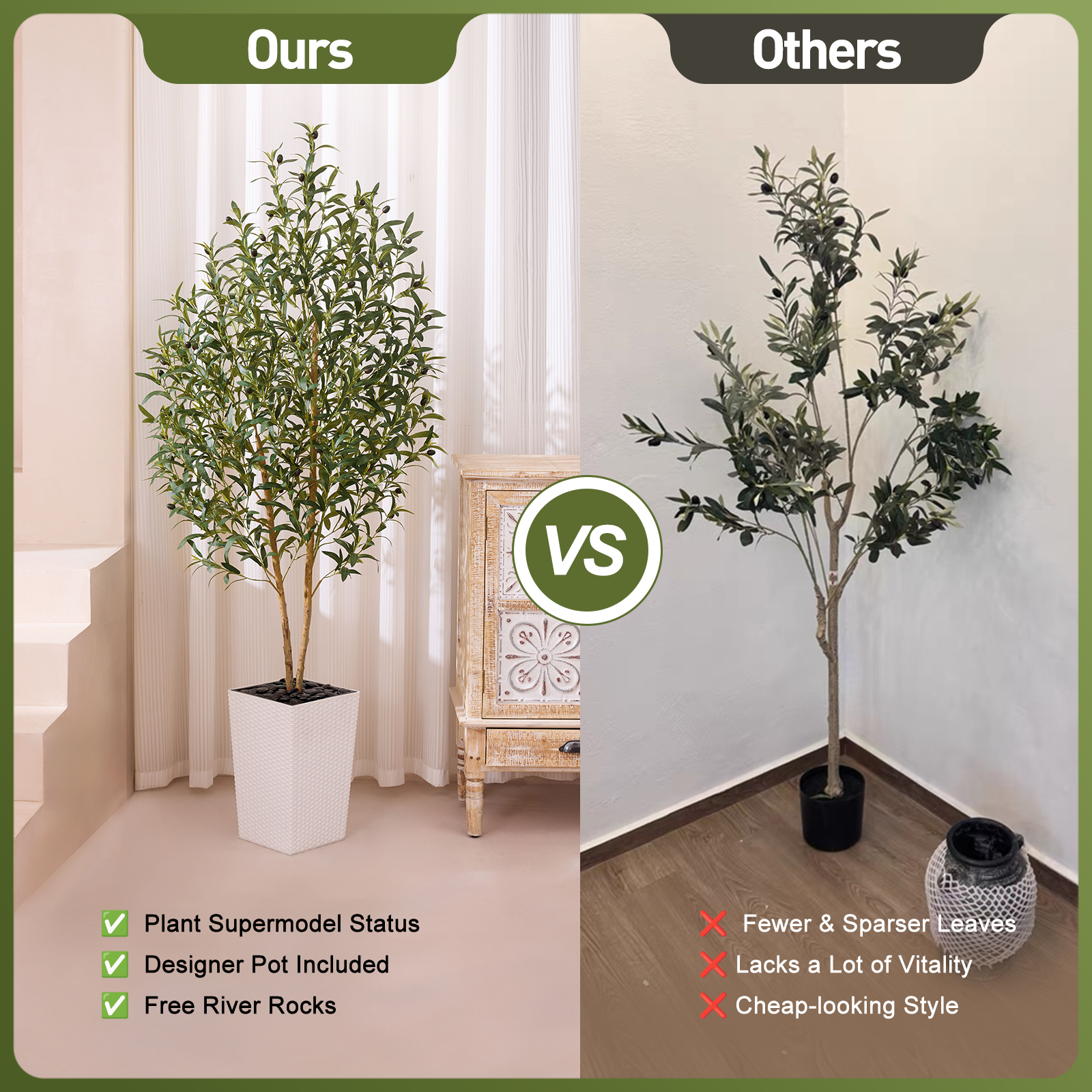 VeriNatural 5/6FT Artificial Olive Tree UV Resistant and Natural Trunk with Black Taper Planter for Indoor & Outdoor (VN131)