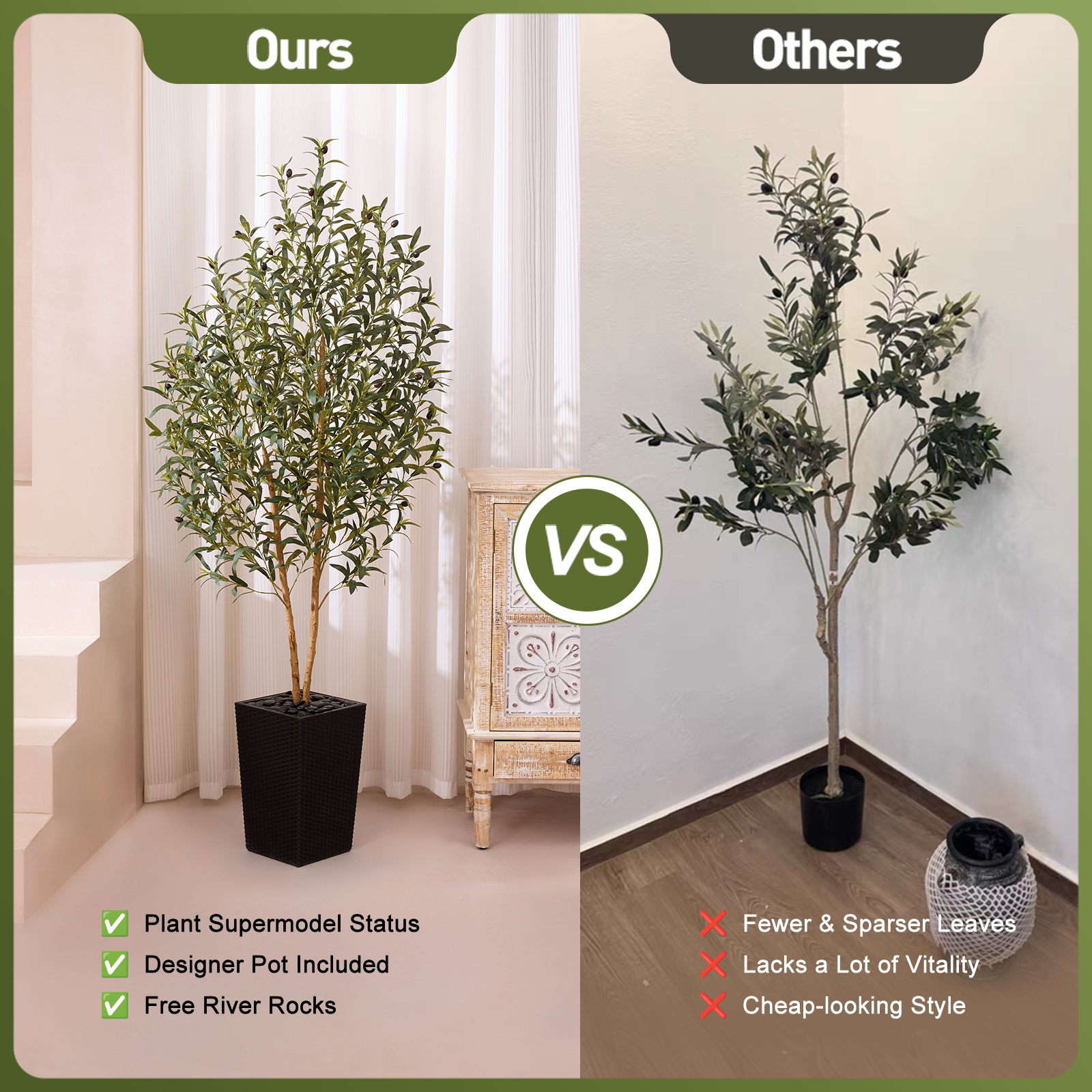 VeriNatural 5/6FT Artificial Olive Tree UV Resistant and Natural Trunk with Black Taper Planter for Indoor & Outdoor (VN131)